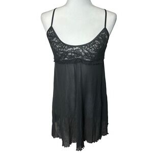 Victoria's Secret Black Lace Babydoll Lingerie Nightie Teddie Slip Dress Size XL